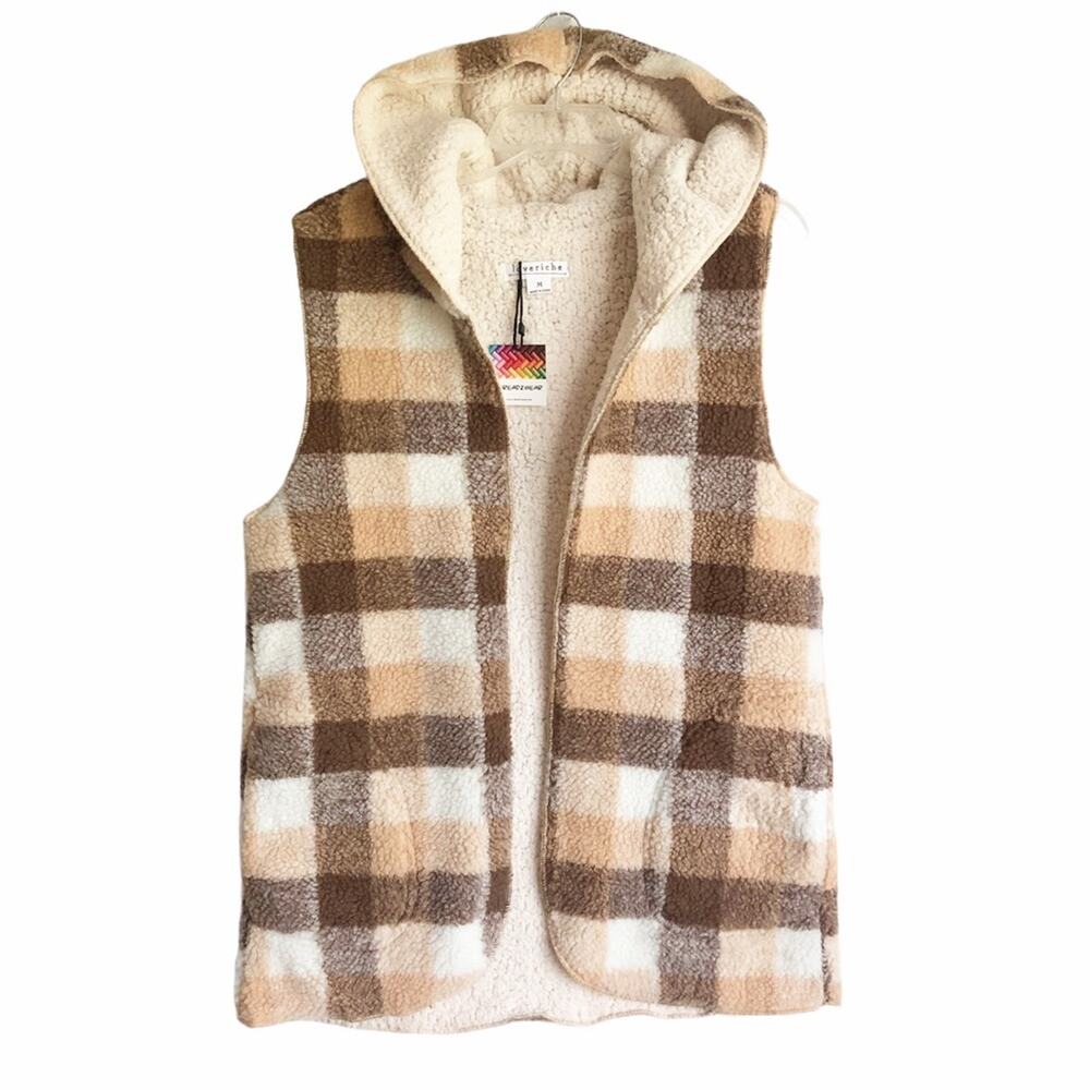 Loveriche Sherpa Wool Blend Open Front Hooded Vest